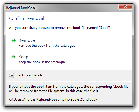 Screenshot of task dialog in Rejbrand BookBase