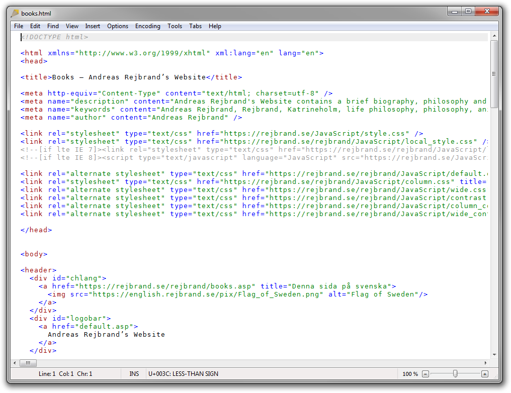 Screenshot of Rejbrand Text Editor