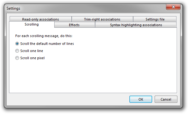 Screenshot of Rejbrand Text Editor: Settings dialog box