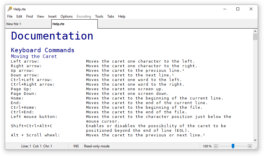 Screenshot of Rejbrand Text Editor on Windows 10