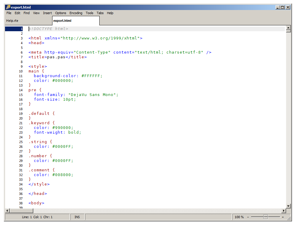 Screenshot of Rejbrand Text Editor on unthemed Windows 7